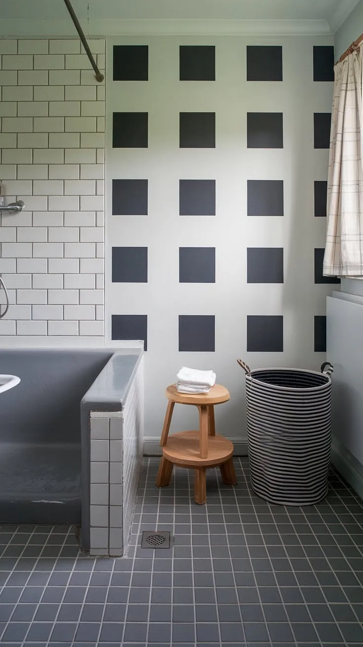 Cozy and functional, this bathroom nook showcases clever bathroom layout and shower ideas, perfect bathroom design inspiration for a small space. Laundry in bathroom? No problem! This bathroom redesign proves it's possible with stylish bathroom design decor and bathroom inspiration decor.
