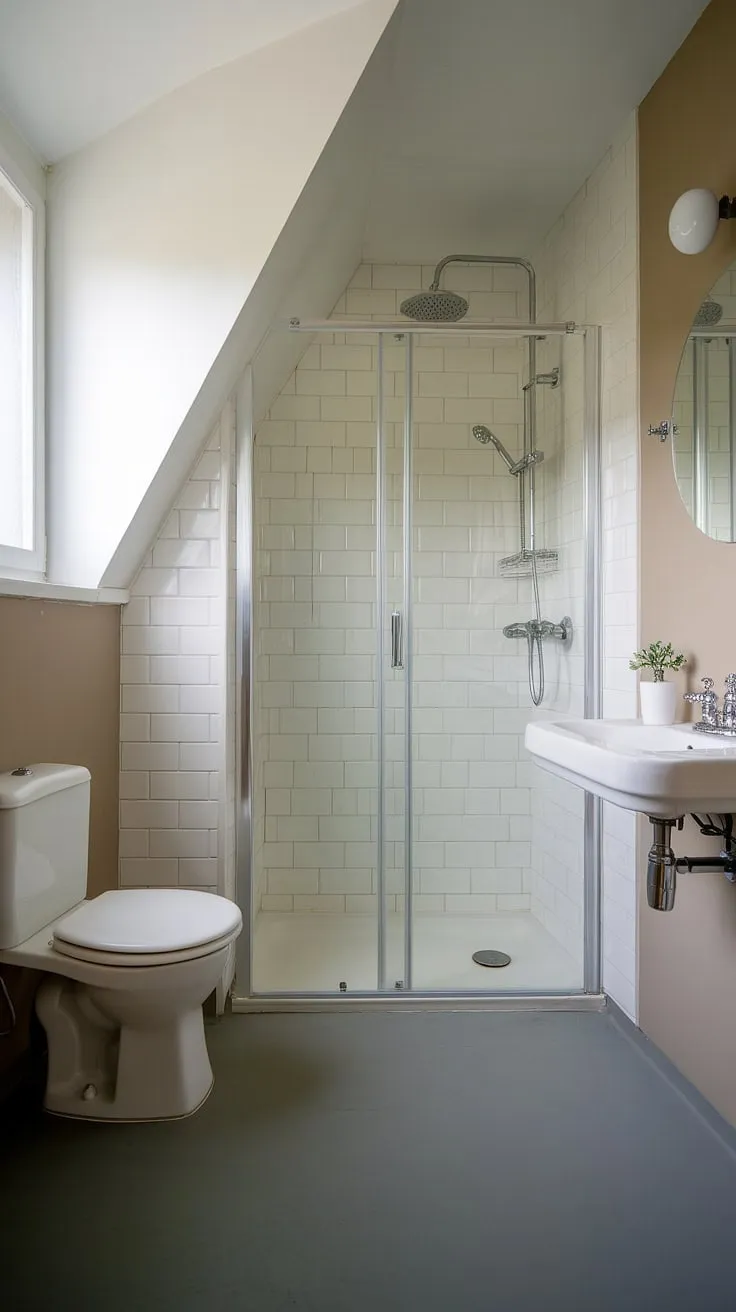 Maximize space and style with this stunning bathroom under stairs; a perfect guest bathroom under stairs or half bath under staircase solution. Small bathroom ideas under stairs don't get much better than this wc under stairs retreat.