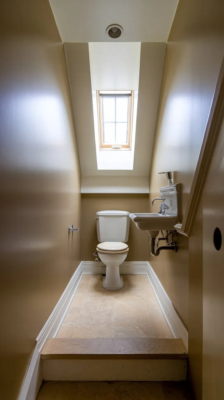 A restroom under stairs transformed! This bathroom under stairs proves that even the smallest spaces can be luxurious. Discover small bathroom ideas under stairs and create your own efficient and elegant half bath under staircase.