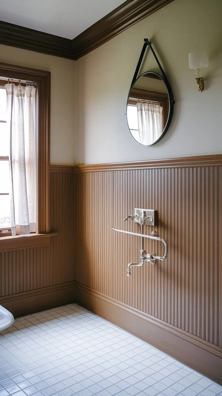 This bathroom's elegant transformation showcases the beauty of beadboard wainscoting, extending from floor to ceiling for a truly seamless look.  Learn how to add beadboard to walls and achieve this stunning effect yourself – from wainscoting installation to hanging a mirror over wainscoting, the possibilities are endless.  Consider this inspiration for your own beadboard bathroom DIY, or explore beadboard and batten for other rooms, even a beadboard ceiling hallway.  The perfect blend of classic charm and modern simplicity.