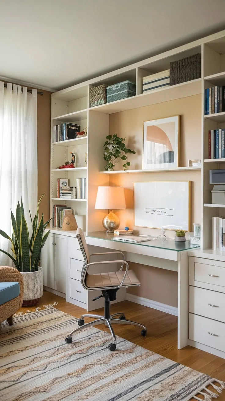 Transform your space with this ingenious bedroom office combo.  A guest room Murphy bed seamlessly integrates into the design, creating a functional workspace by day and a cozy guest room by night. This murphy bed office is the perfect solution for maximizing space and offering ultimate flexibility. Be our guest!