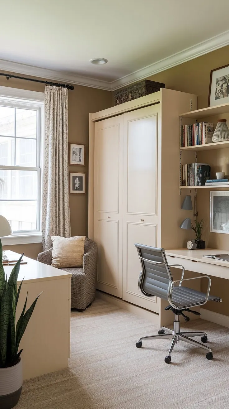 Transform your spare room into a versatile guest bedroom home office. This murphy bed office solution offers the best of both worlds – a comfortable guest room and a dedicated workspace, all in one. Be our guest, and experience the ultimate in space-saving design.