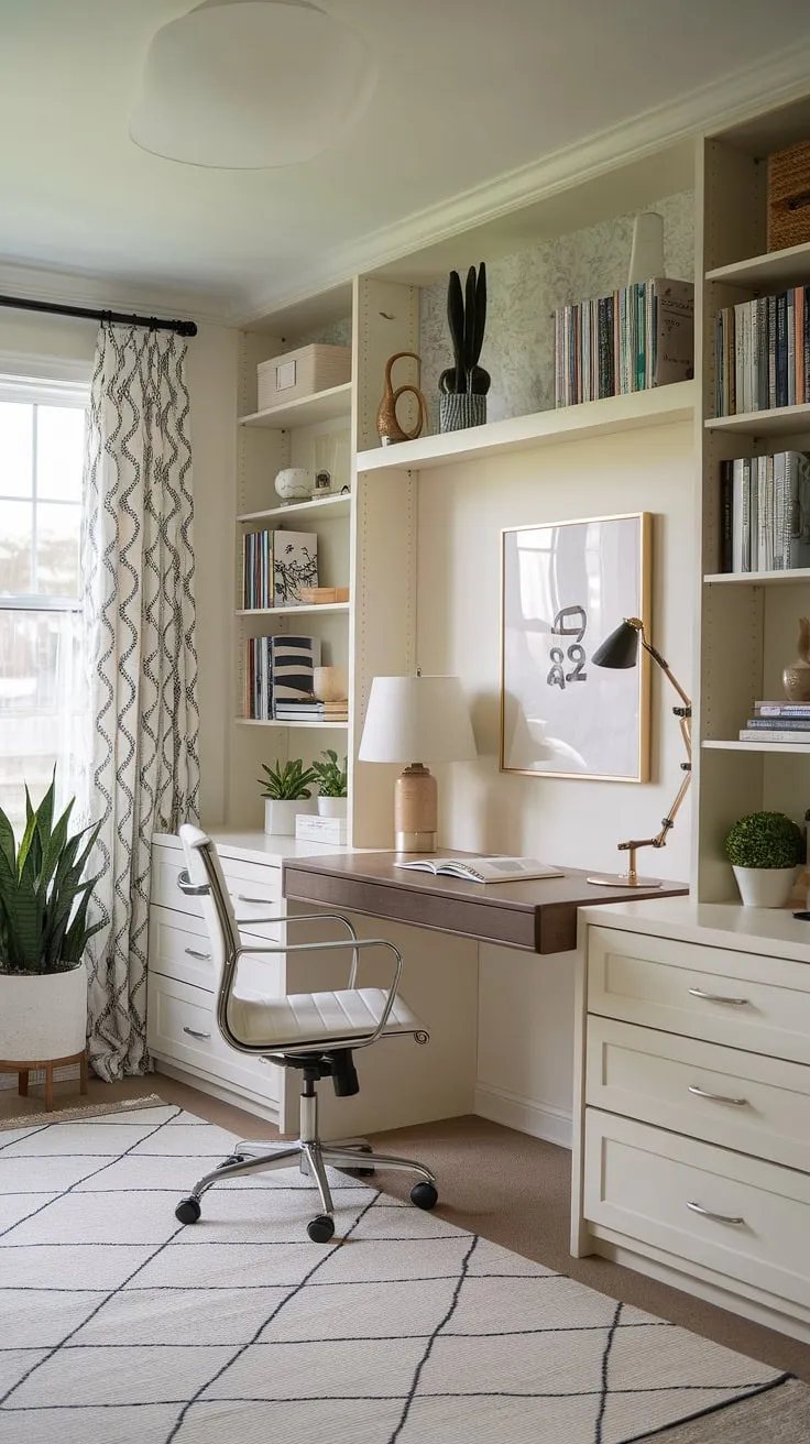 Transform your space with this ingenious bedroom office combo.  A cleverly concealed guest room Murphy bed maximizes functionality, creating a stylish and efficient guest bedroom home office—perfect for working from home and welcoming overnight visitors. Be our guest!