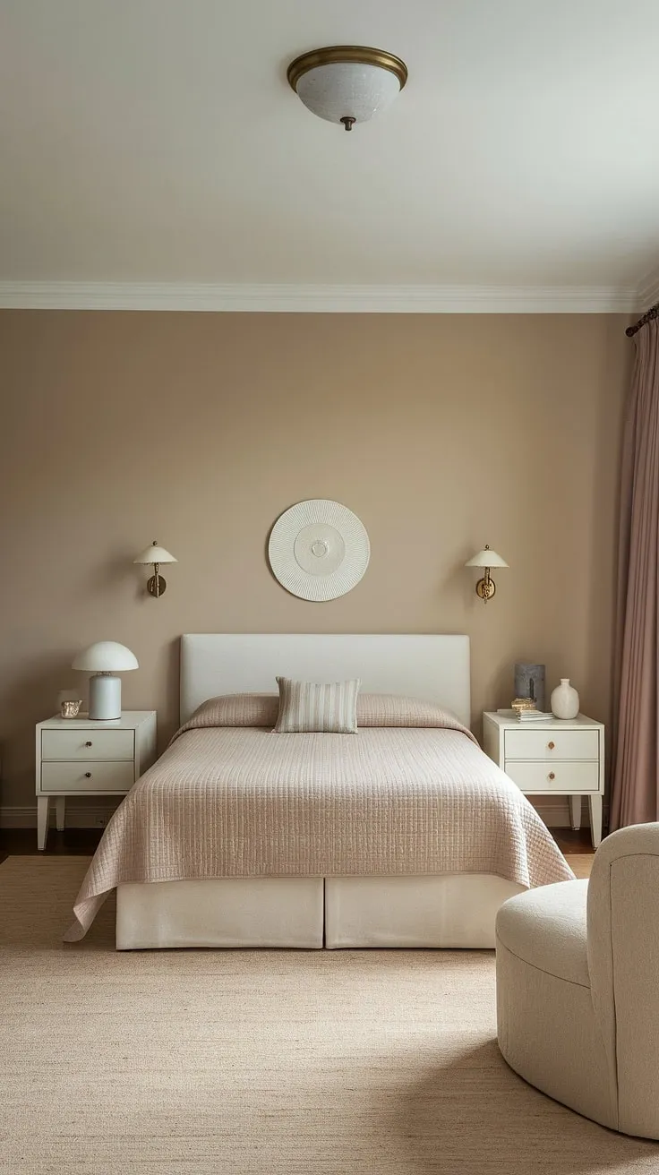 Transform your space with this aesthetic bedroom. A simple bedroom design featuring subtle orange tones creates a classy bedroom feel. Perfect room inspiration for your new bedroom and interior design per la casa project.