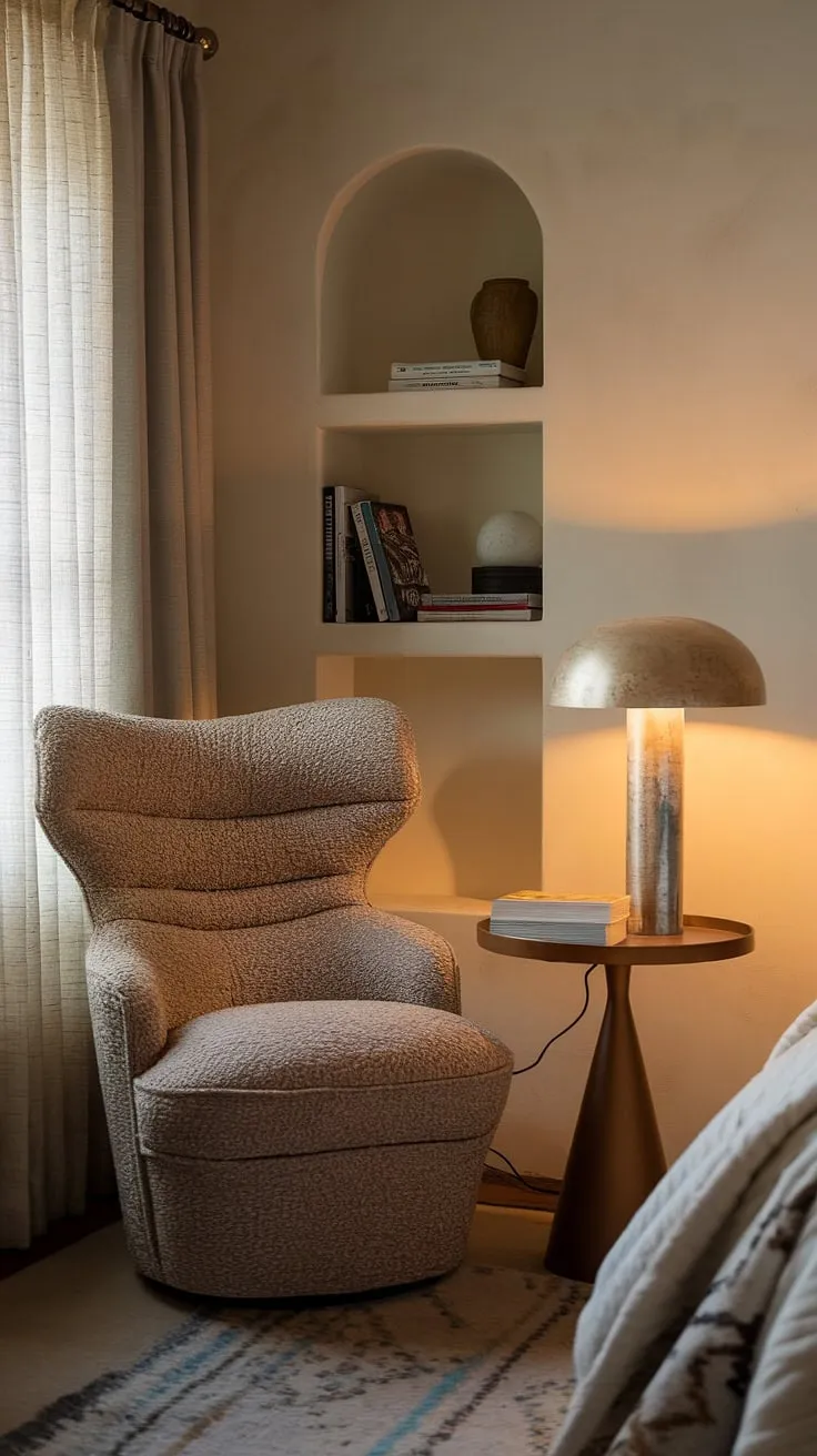 Transform a small space into a haven of tranquility. This bedroom reading corner is the ultimate relaxing area in bedroom, showcasing a quiet room design and clever snug ideas for small spaces.