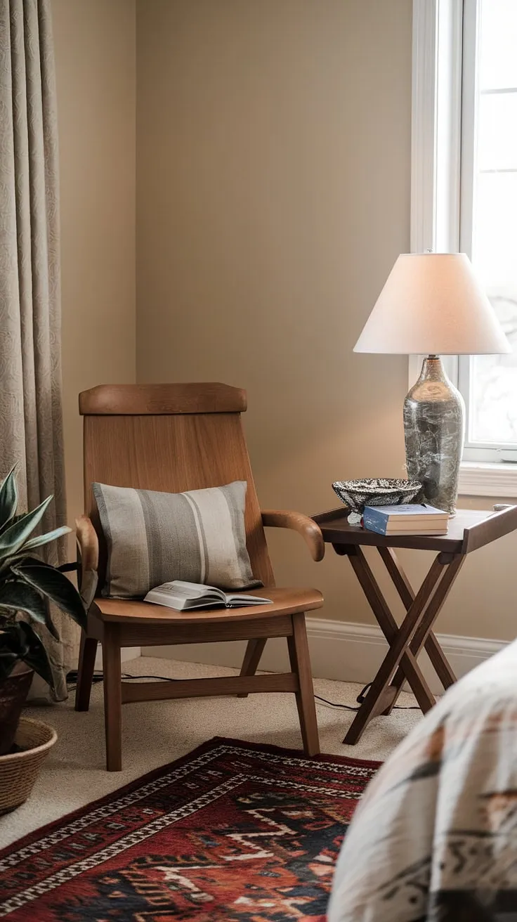 Escape to your own private sanctuary. This bedroom reading corner, a relaxing area in bedroom, offers quiet room design and snug ideas for small spaces.