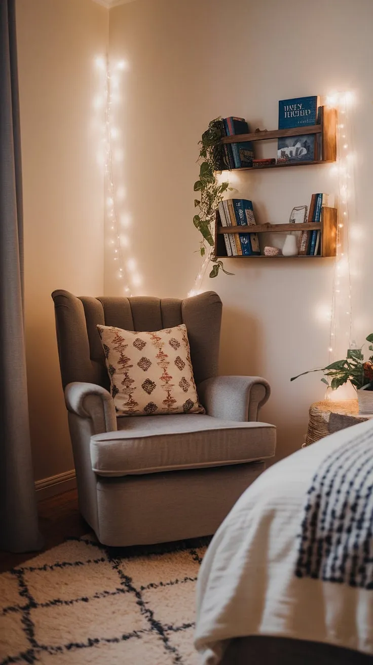Transform a small space into a haven of tranquility. This cozy bedroom reading corner is the ultimate relaxing area in bedroom, showcasing clever quiet room design and snug ideas for small spaces.