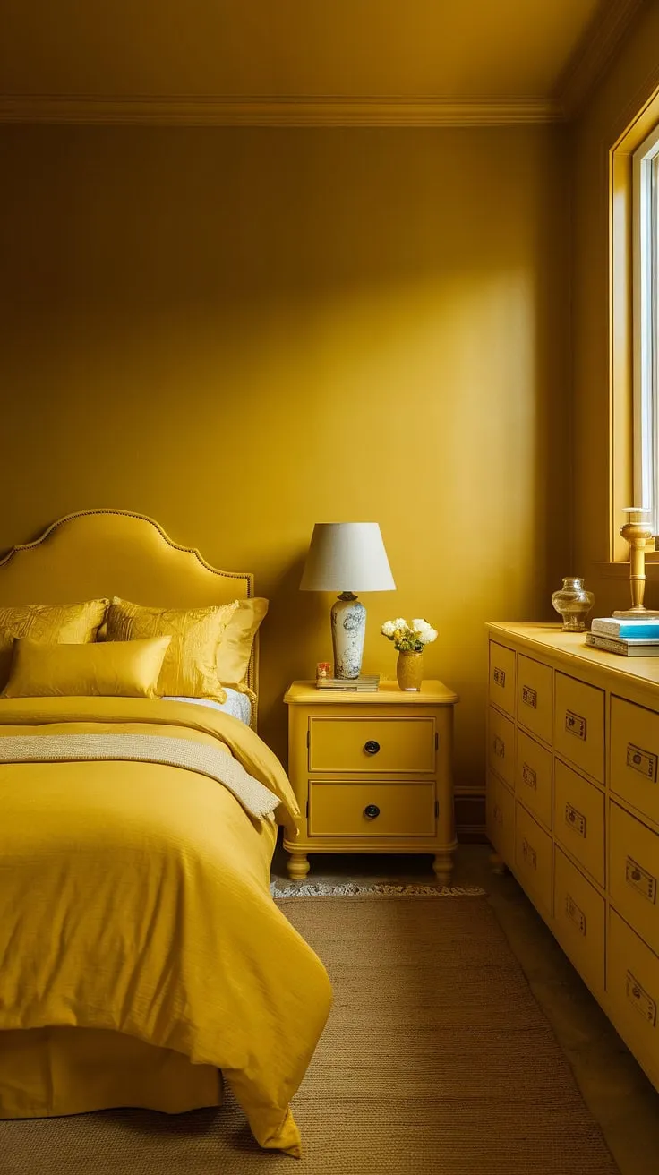 This ochre color palette bedrooms design offers a wealth of yellow bedroom ideas, especially for those with a small yellow bedroom. The yellow spare bedroom ideas presented here are both cute and practical, demonstrating how to maximize space and light. The bright yellow bedroom is accented with simple furniture and a cozy rug, making it a perfect example of room decor bedroom yellow. Consider these yellow wall colors bedroom and small yellow bedroom ideas for your next project.