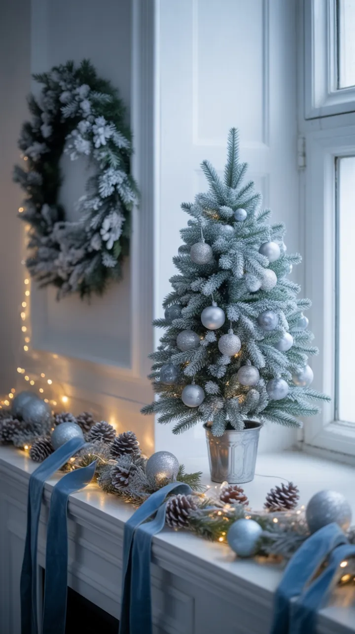 Snow-Kissed Hearth with Blue Spruce Holiday Glow