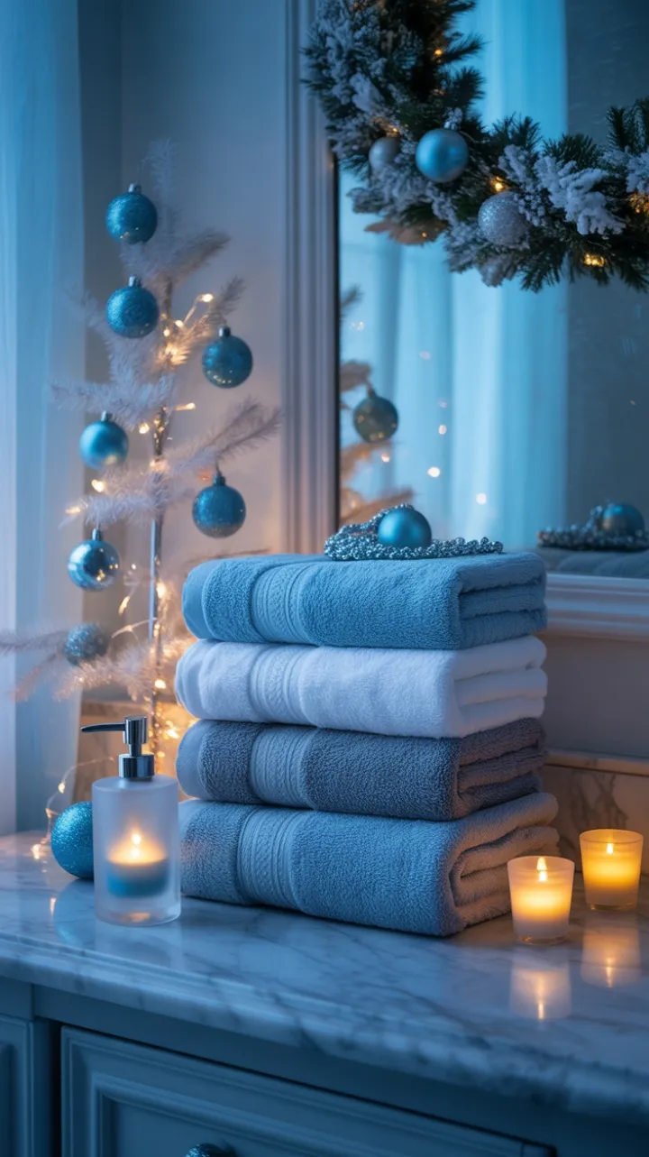 Serene Blue Christmas Bath for a Luxurious Holiday Escape