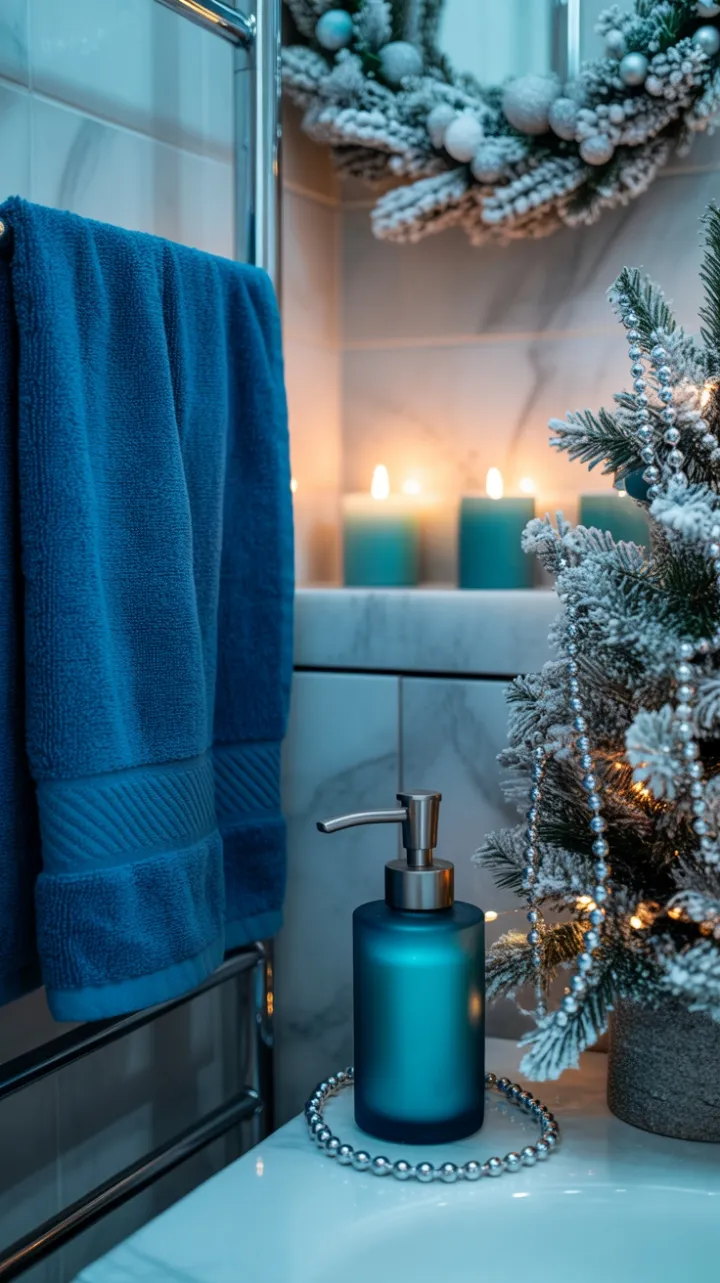 Azure Holiday Retreat with Silver Sparkle and Marble Warmth