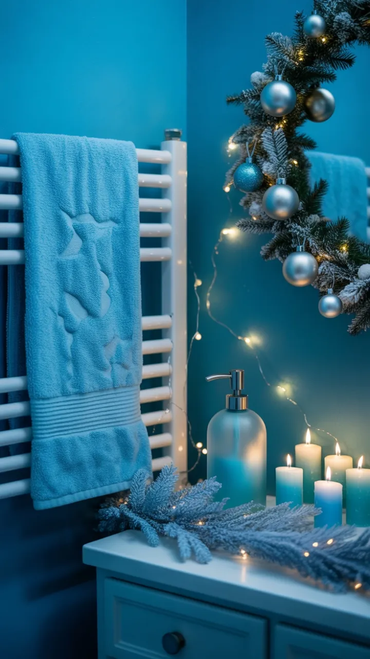 Cozy Blue Christmas Bath of Twinkling Lights
