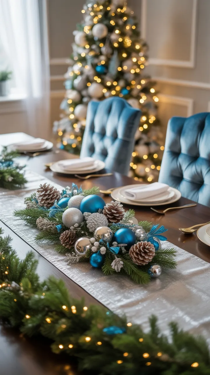 Frosted Pines and Velvet Nights – Silver &#038; Blue Christmas Table