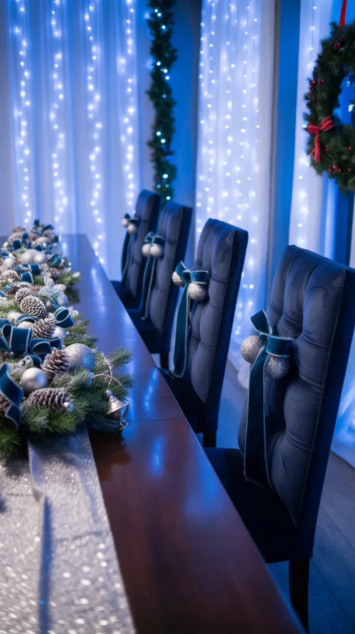 Moonlit Holiday Table Dressed in Navy Velvet and Silver