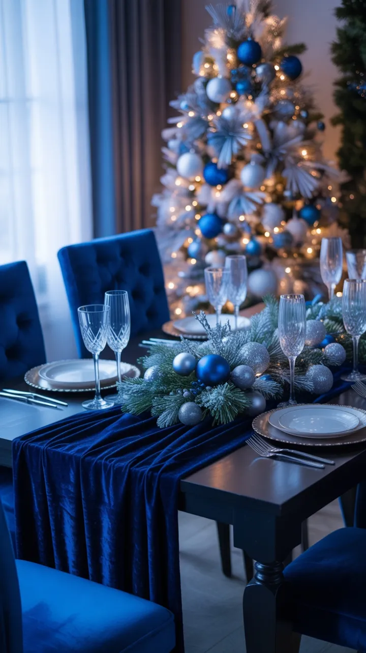 Midnight Blue Christmas Dining Elegance