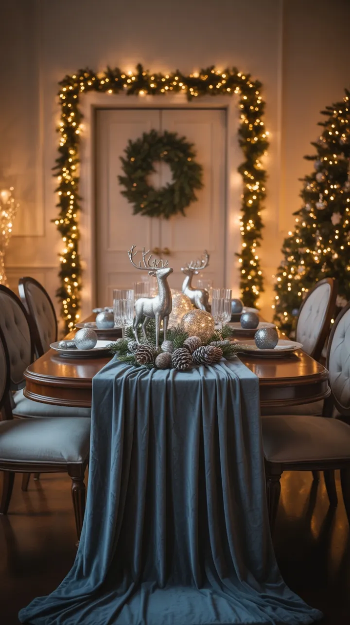 Midnight Velvet Holiday Table Wrapped in Twinkling Lights