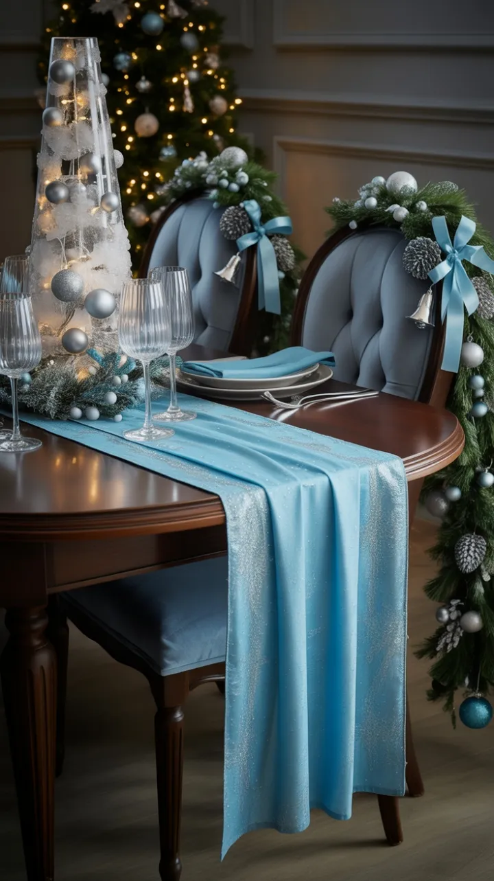 Frosted Elegance on an Icy Blue Christmas Table