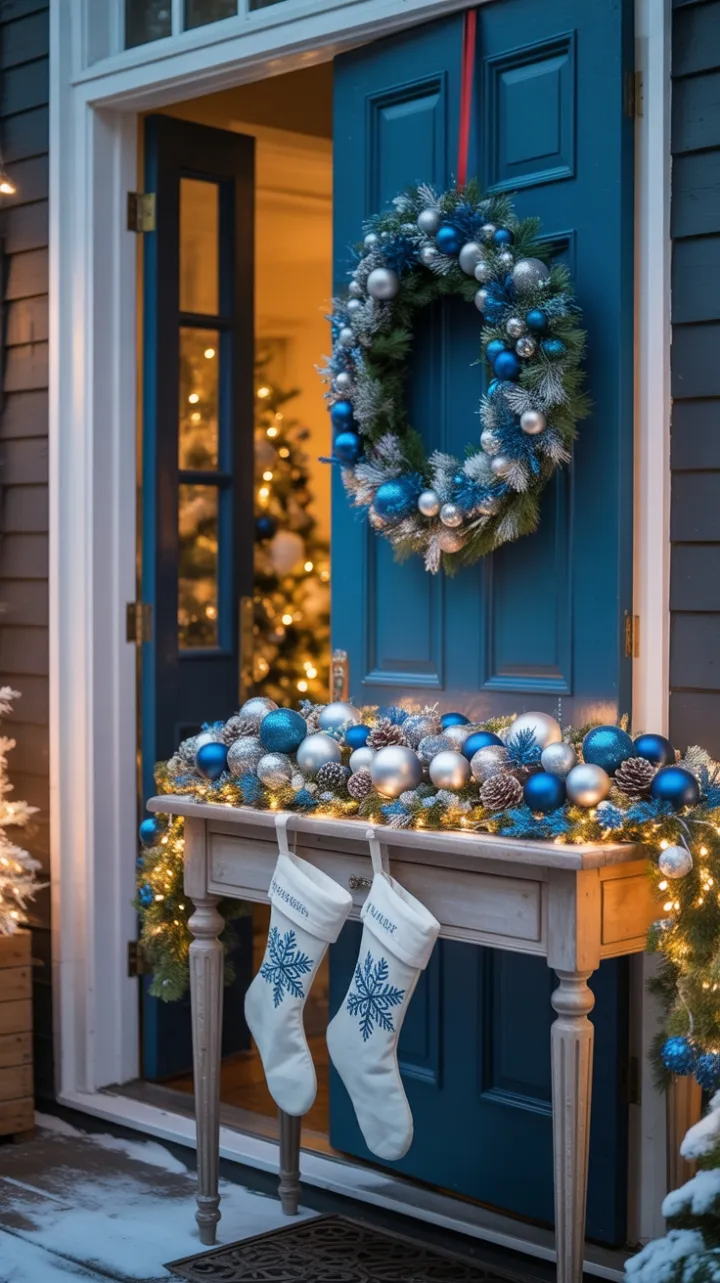 Warm Winter Welcome in Blue and Silver