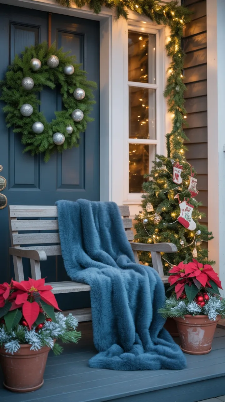 Cozy Twinkling Christmas Porch Wrapped in Evergreens