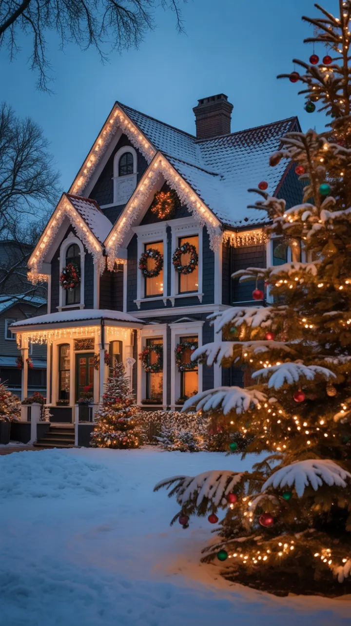 Twilight on a Snow-Kissed Victorian Christmas