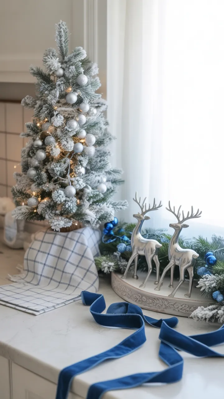 Frosted Blue and Silver Christmas Countertop