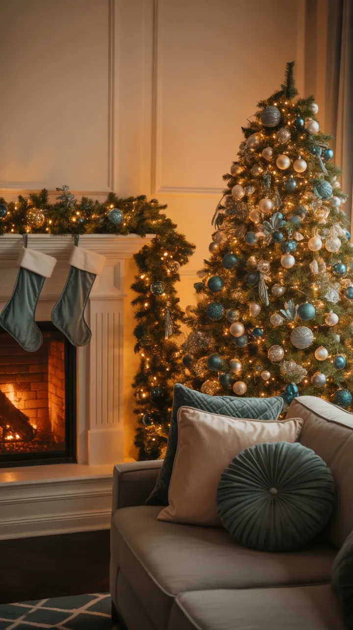 Blue and Silver Christmas Retreat Awash in Warmth and Light