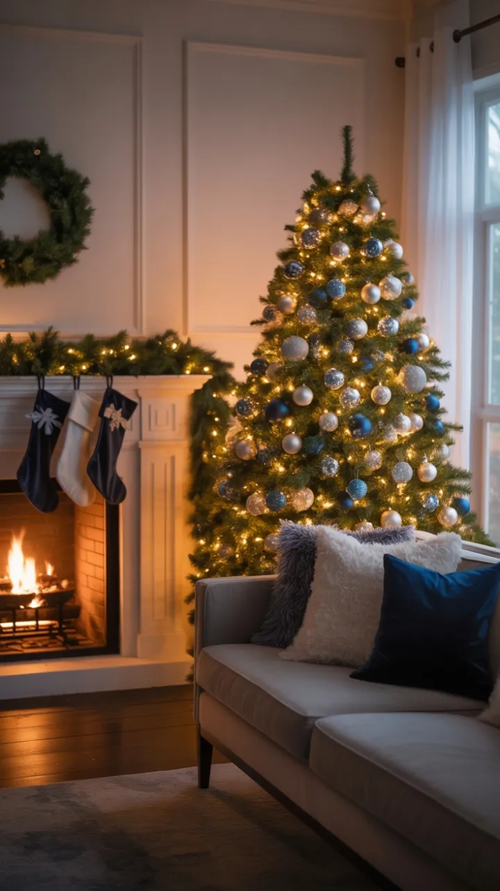 Warm Hearth Blue-Silver Christmas Glow