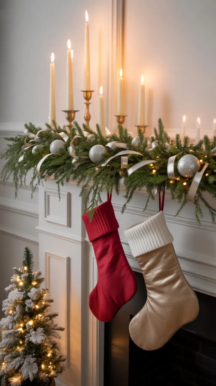Silver-Trimmed Mantel of Warm Christmas Magic