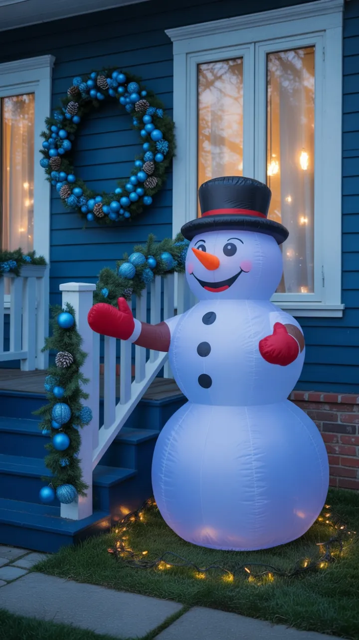 Blue Christmas Glow on a Cozy Suburban Home