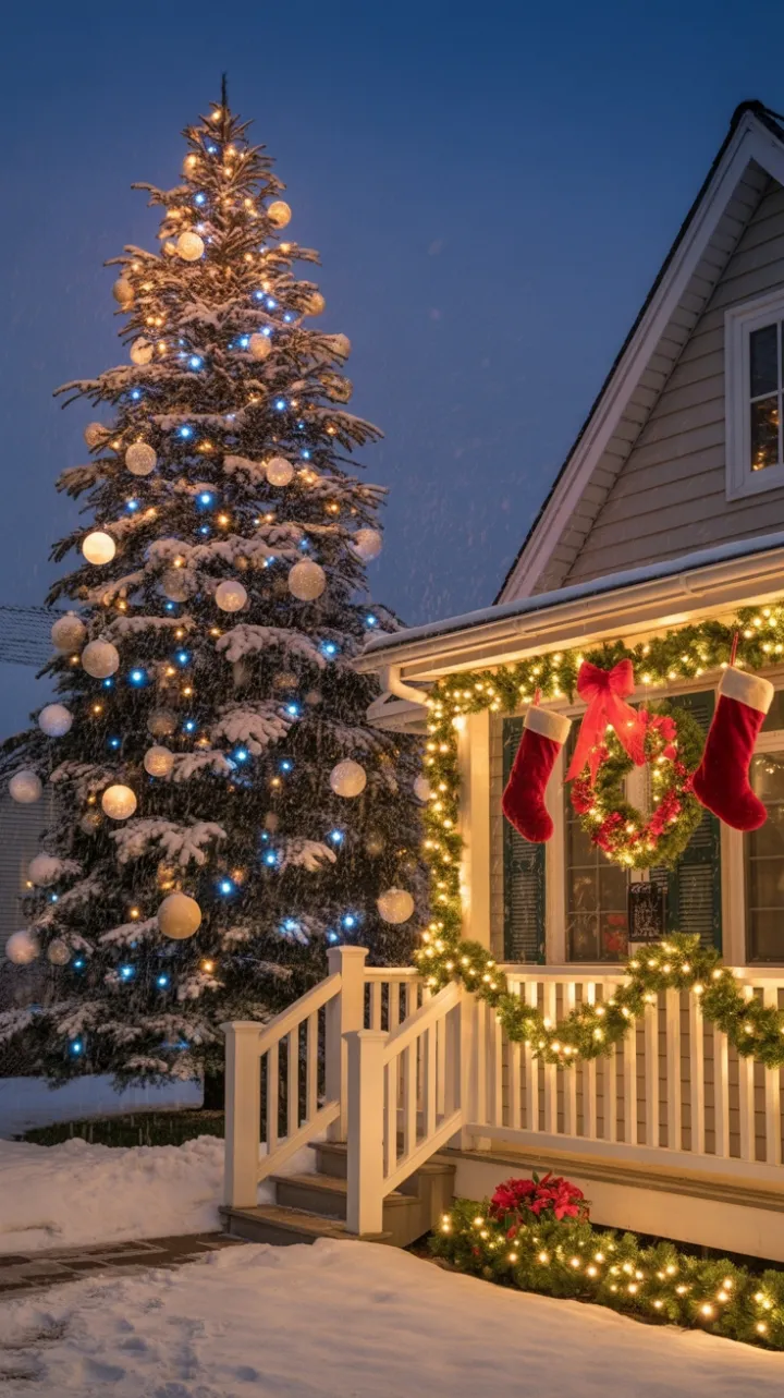 Snow-Kissed Hearth and Twinkling Lights