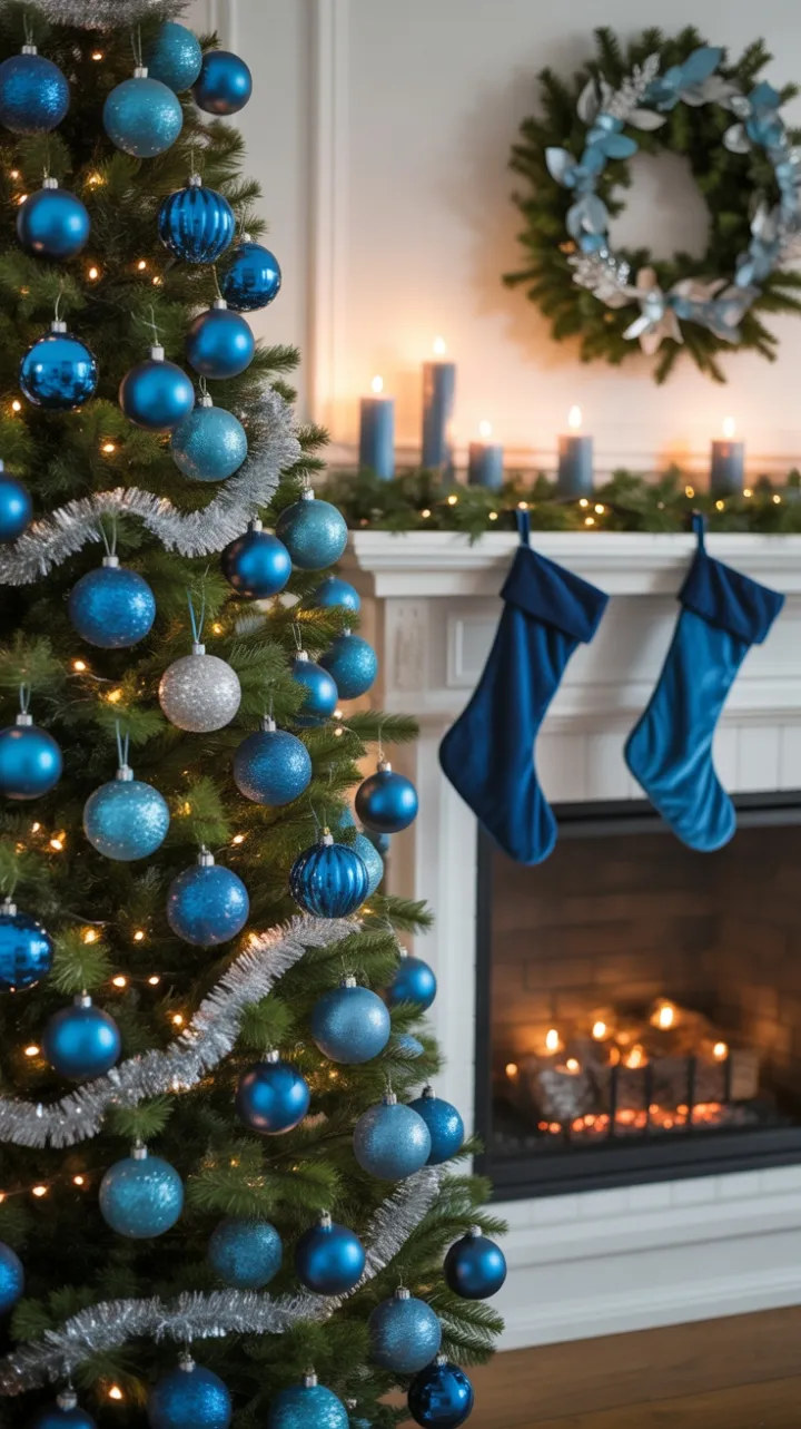 Serene Blue Holiday Hearth