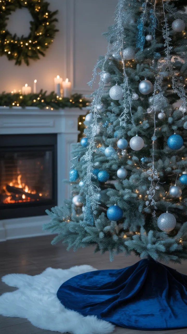 Blue Spruce Holiday Haven of Silver Lights and Velvet Warmth