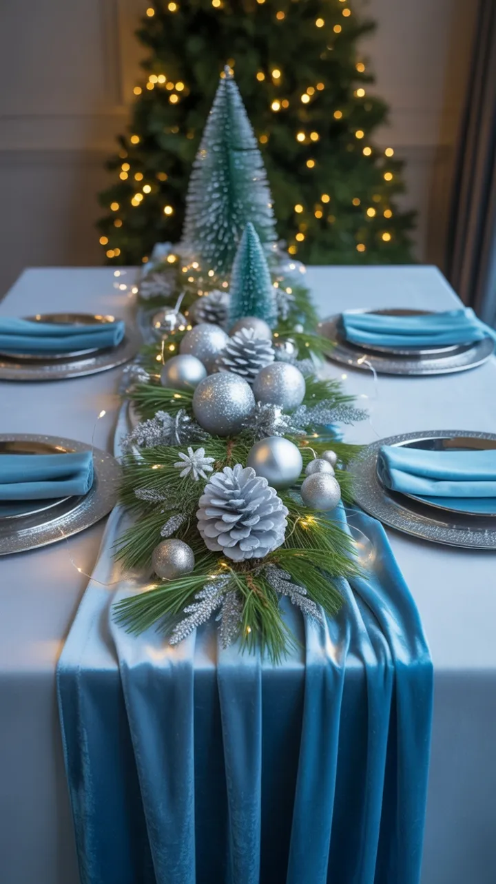 Enchanted Blue Velvet Christmas Table