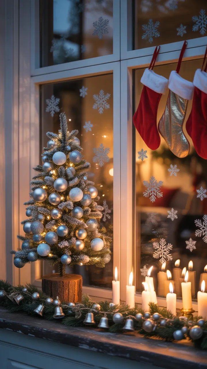 Flickering Hearthlight Through a Snow-Kissed Christmas Window