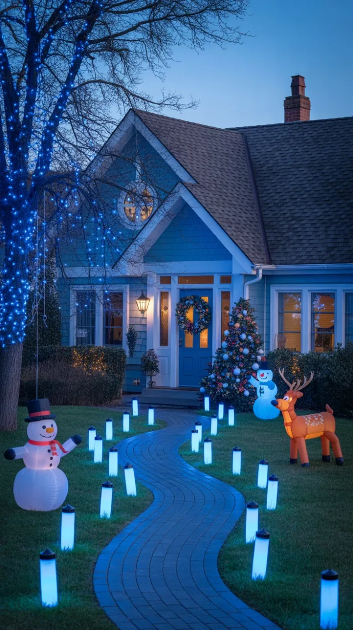 Twinkling Blue Wonderland on a Cozy Suburban Lane