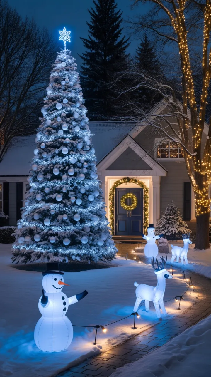 Midnight Blue Spruce Lights Up a Snowy Holiday Wonderland