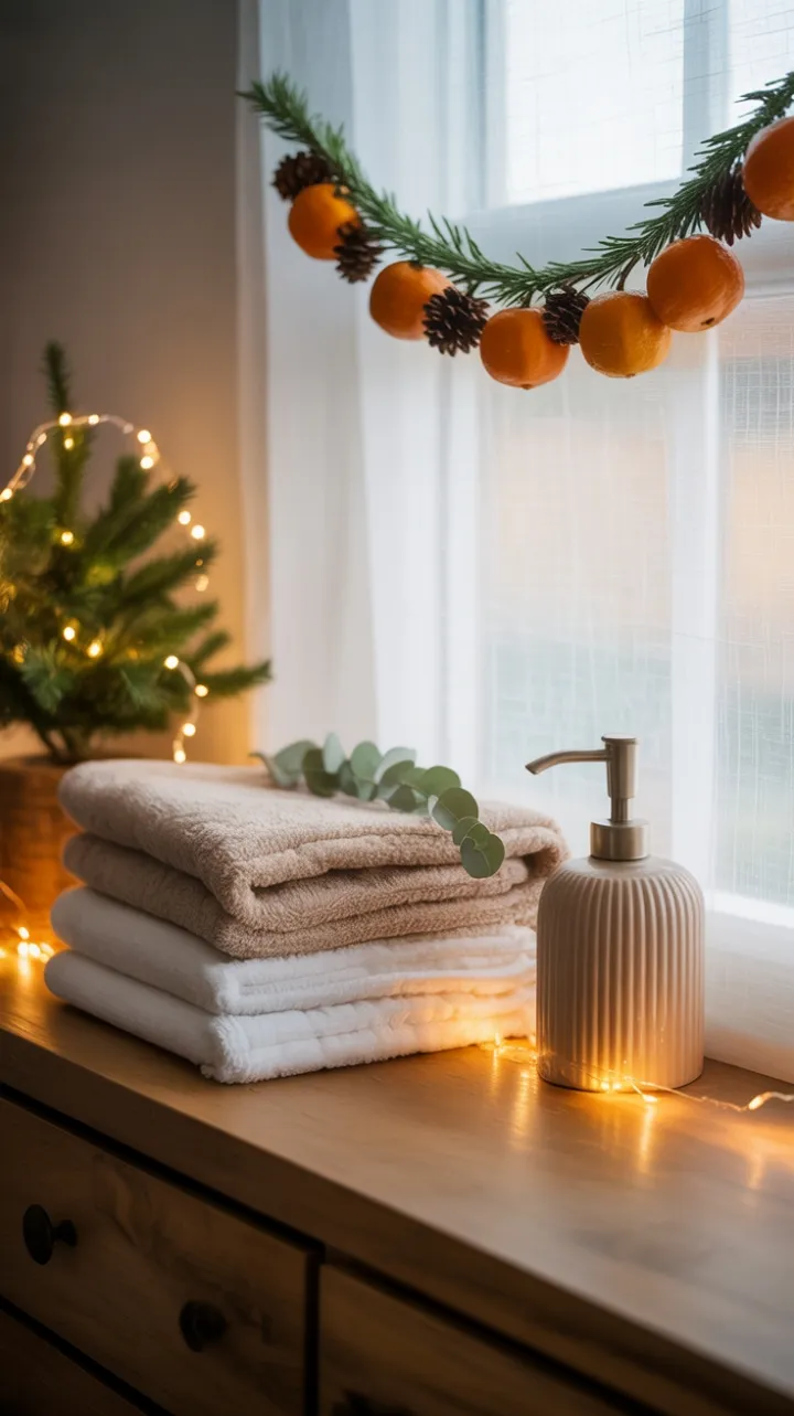 Cozy Bohemian Christmas Bathroom Retreat