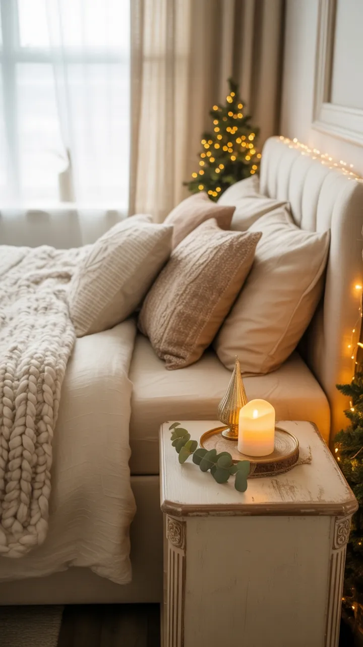 Serene Boho Bedroom Wrapped in Cream Linen and Golden Glow