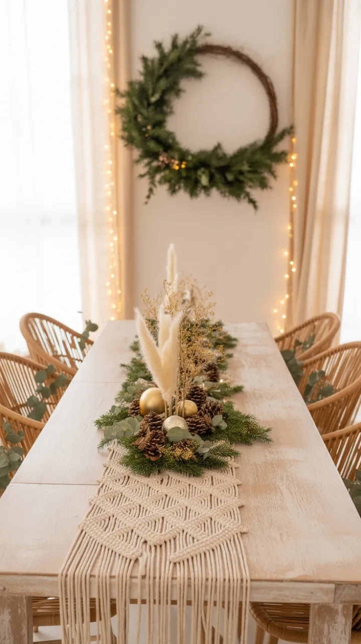 Boho Christmas Feast with Pampas Glow and Golden Whimsy