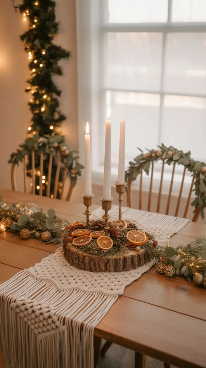 Bohemian Christmas Table Bathed in Warm Light