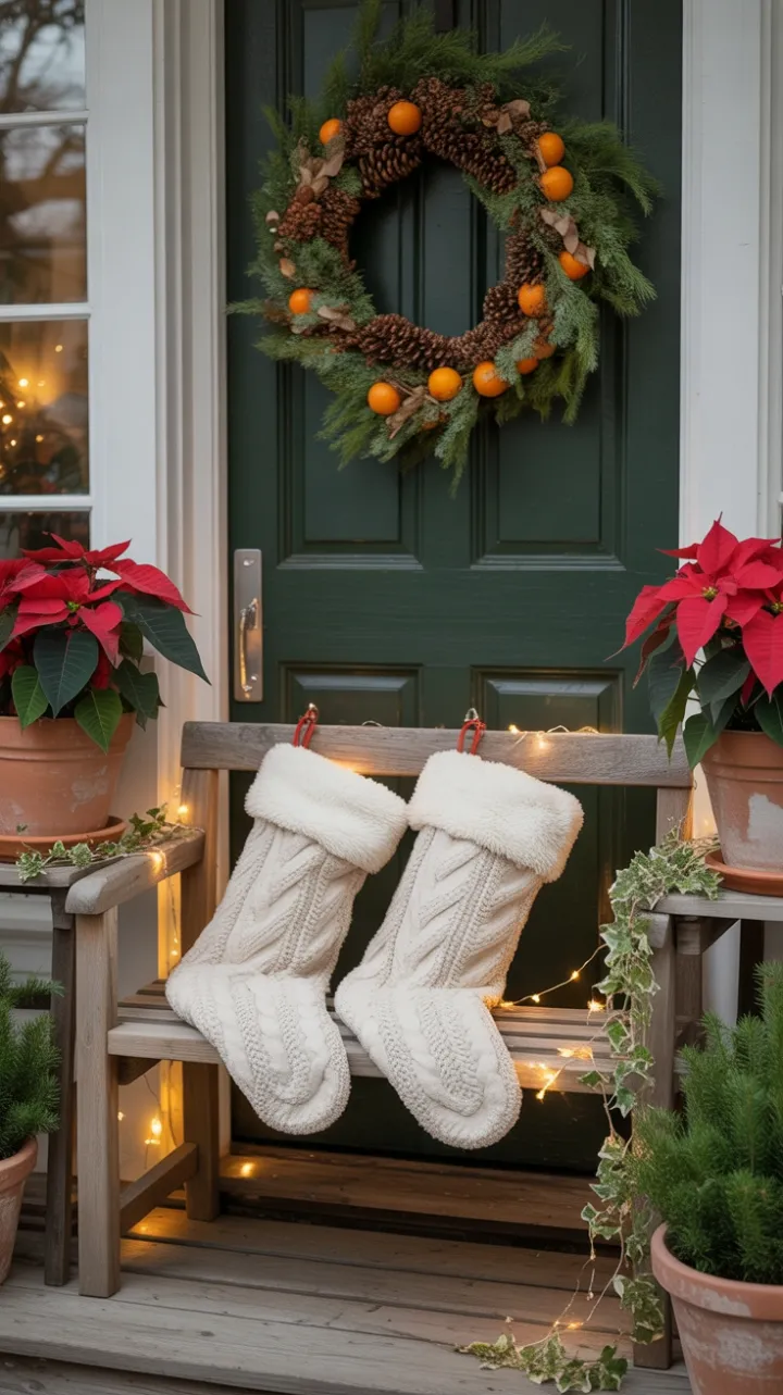 Cozy Boho Christmas Porch Bathed in Golden Light