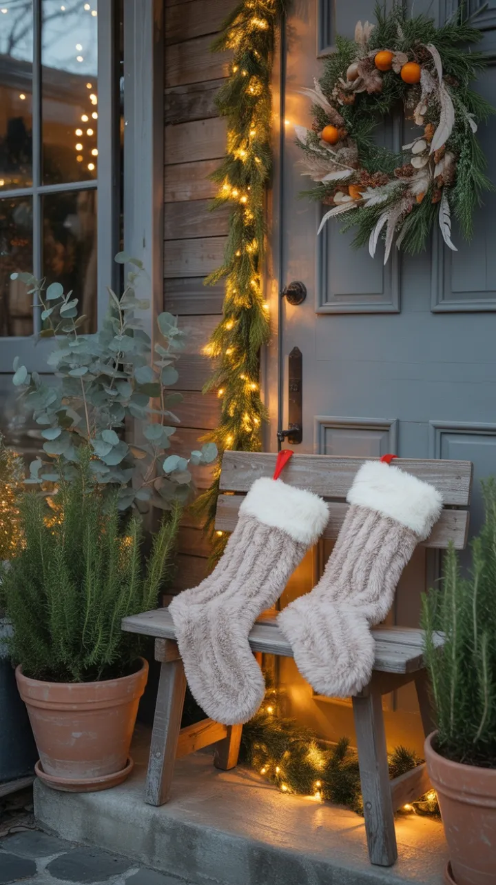 Bohemian Christmas Porch Bathed in Golden Dusk