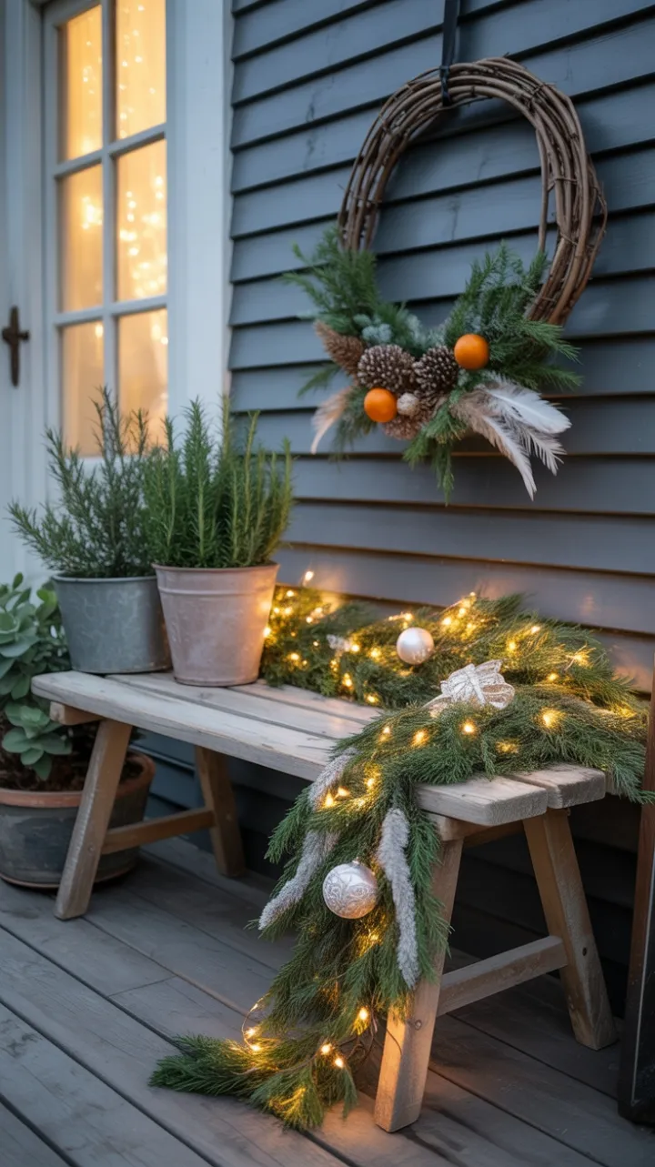 Bohemian Christmas Porch Bathed in Golden Light