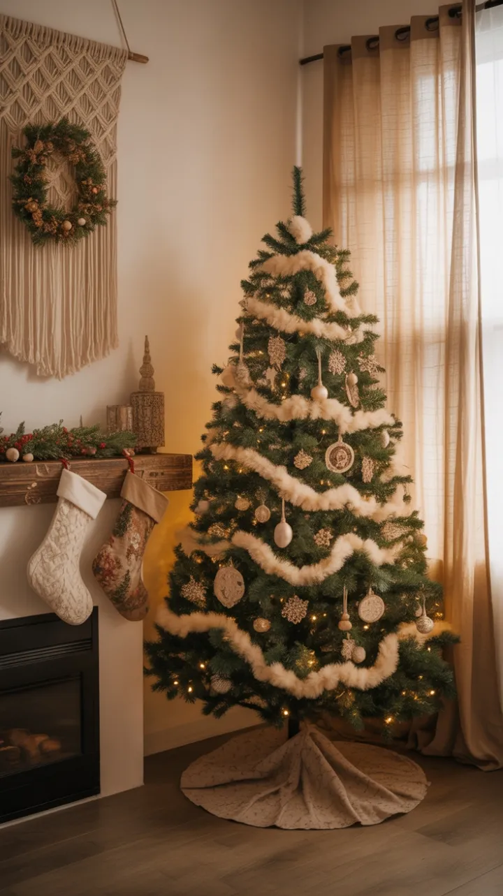 Cozy Bohemian Christmas Corner with Vintage Charm