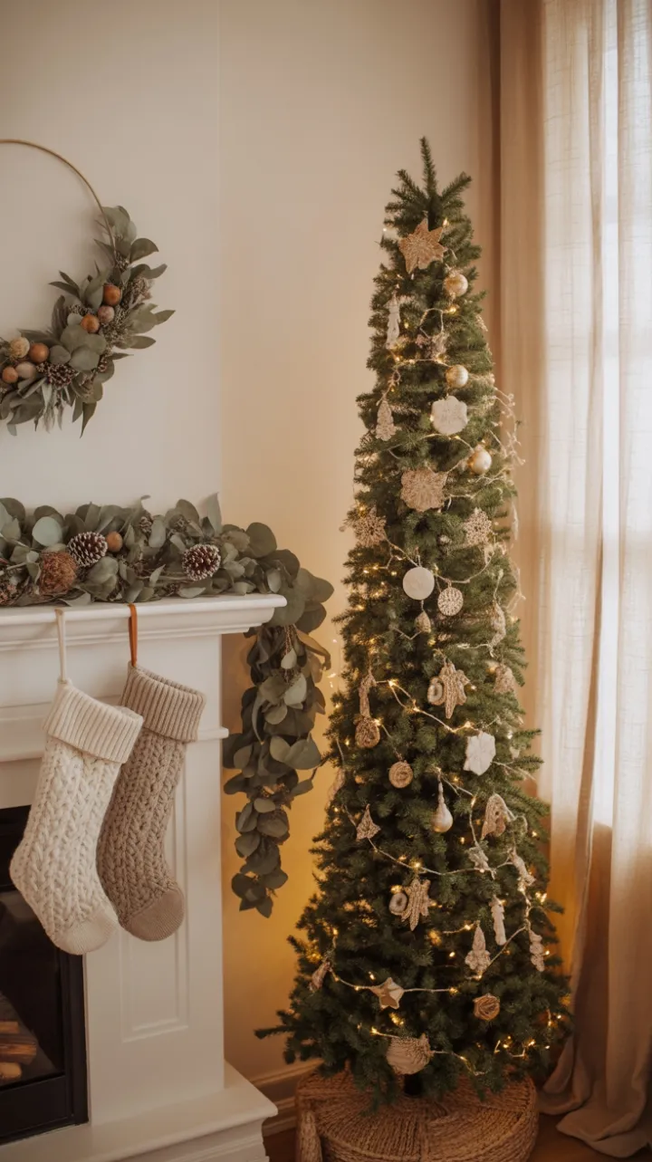 Handmade Boho Christmas Corner in Warm Golden Light