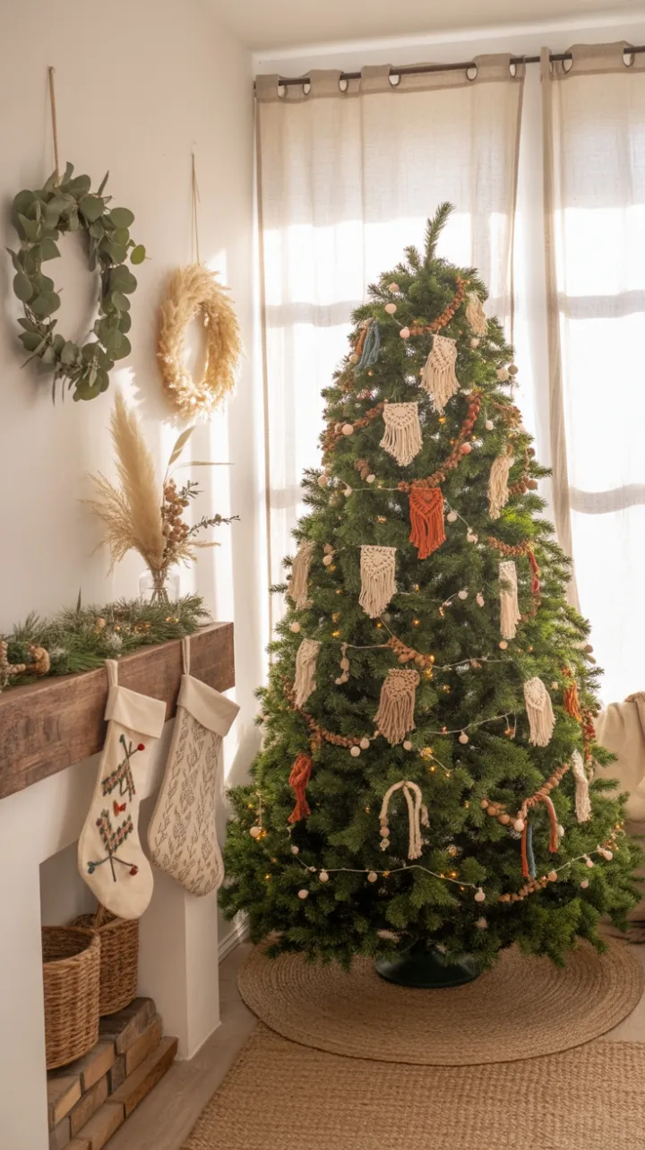 Sunlit Bohemian Christmas with Macramé Ornaments