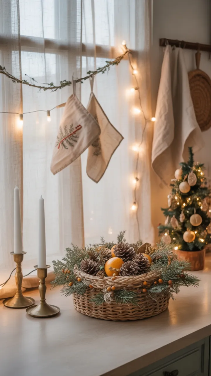 Bohemian Christmas Kitchen Bathed in Candlelight and Citrus