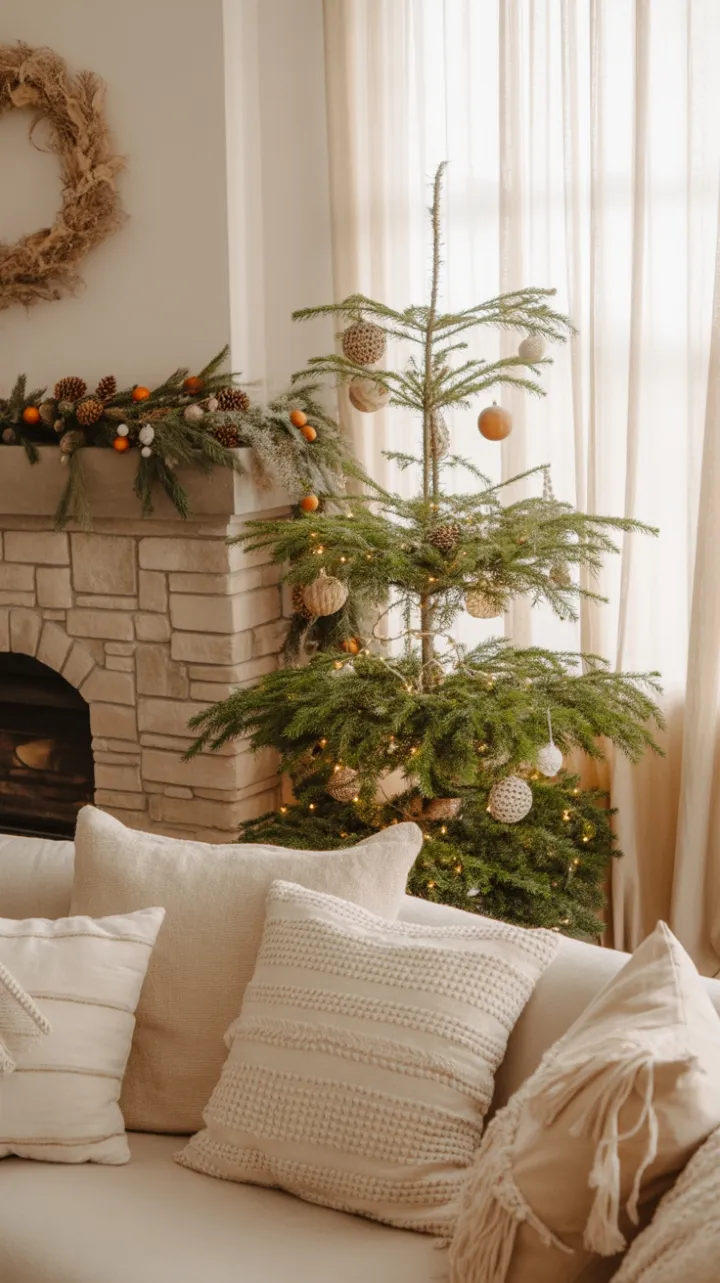 Cozy Boho Christmas by the Stone Fireplace