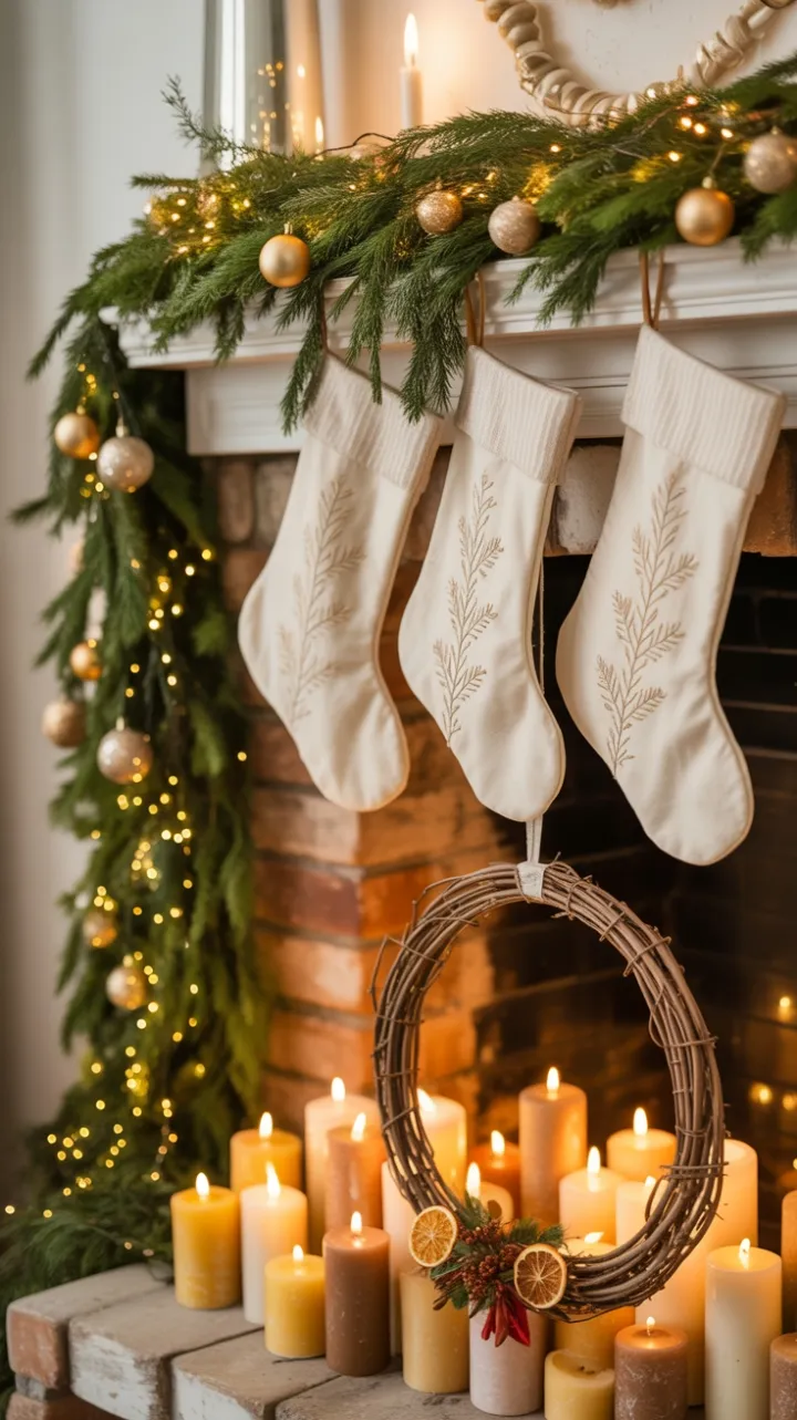 Bohemian Christmas Mantel of Twinkling Pines and Spiced Oranges