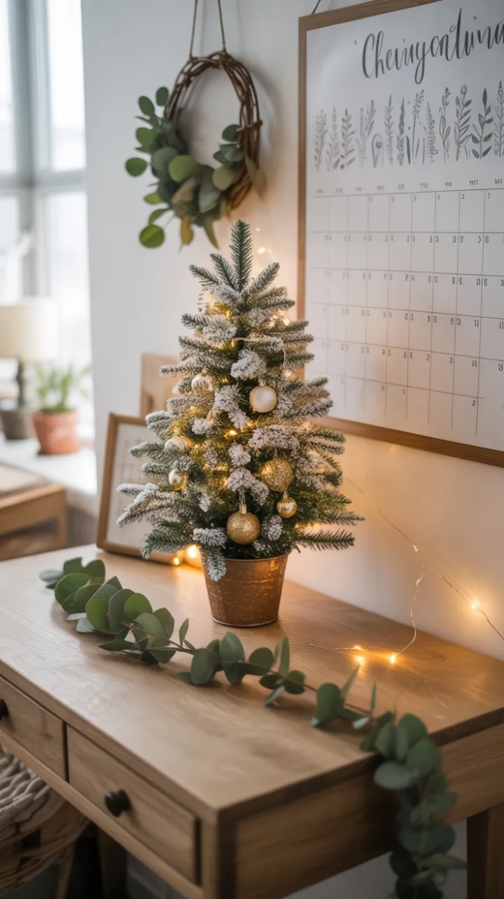 Serene Boho Desk Dressed for the Holidays